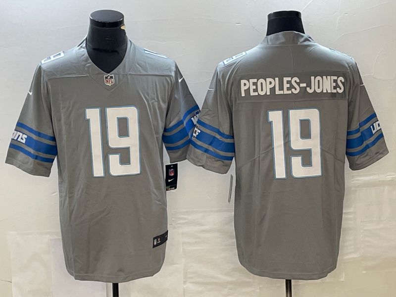 Men Detroit Lions #19 Peoples-Jones Grey 2023 Nike Vapor Limited NFL Jersey style 1